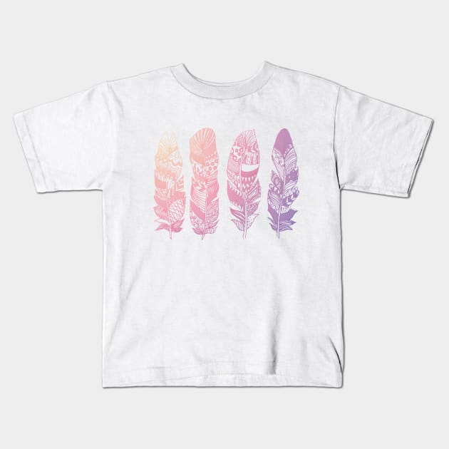 Never too many Feathers Kids T-Shirt by lannie